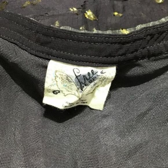 Free People Black & Gold Metallic Ruffle Tunic - Picture 6 of 8